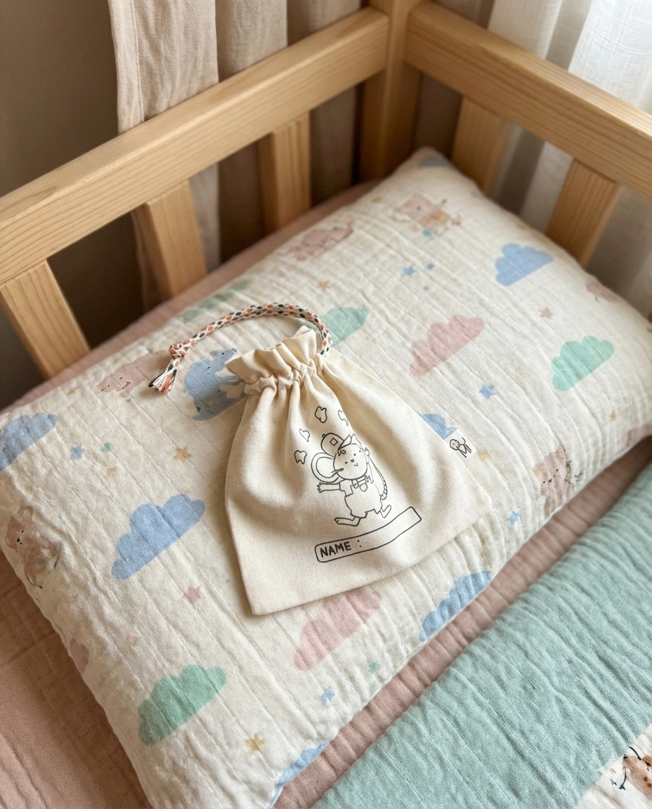 Bolsita guarda dientes de algodón orgánico