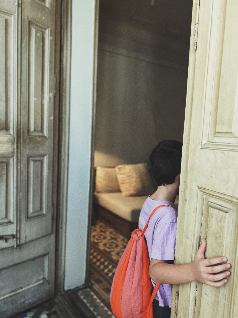 Mochila bicolor infantil de algodón orgánico