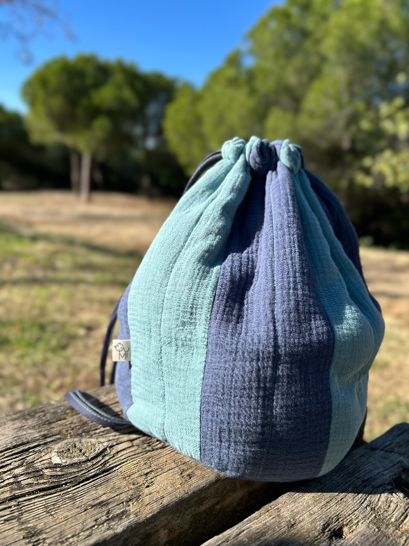 Mochila bicolor infantil de algodón orgánico