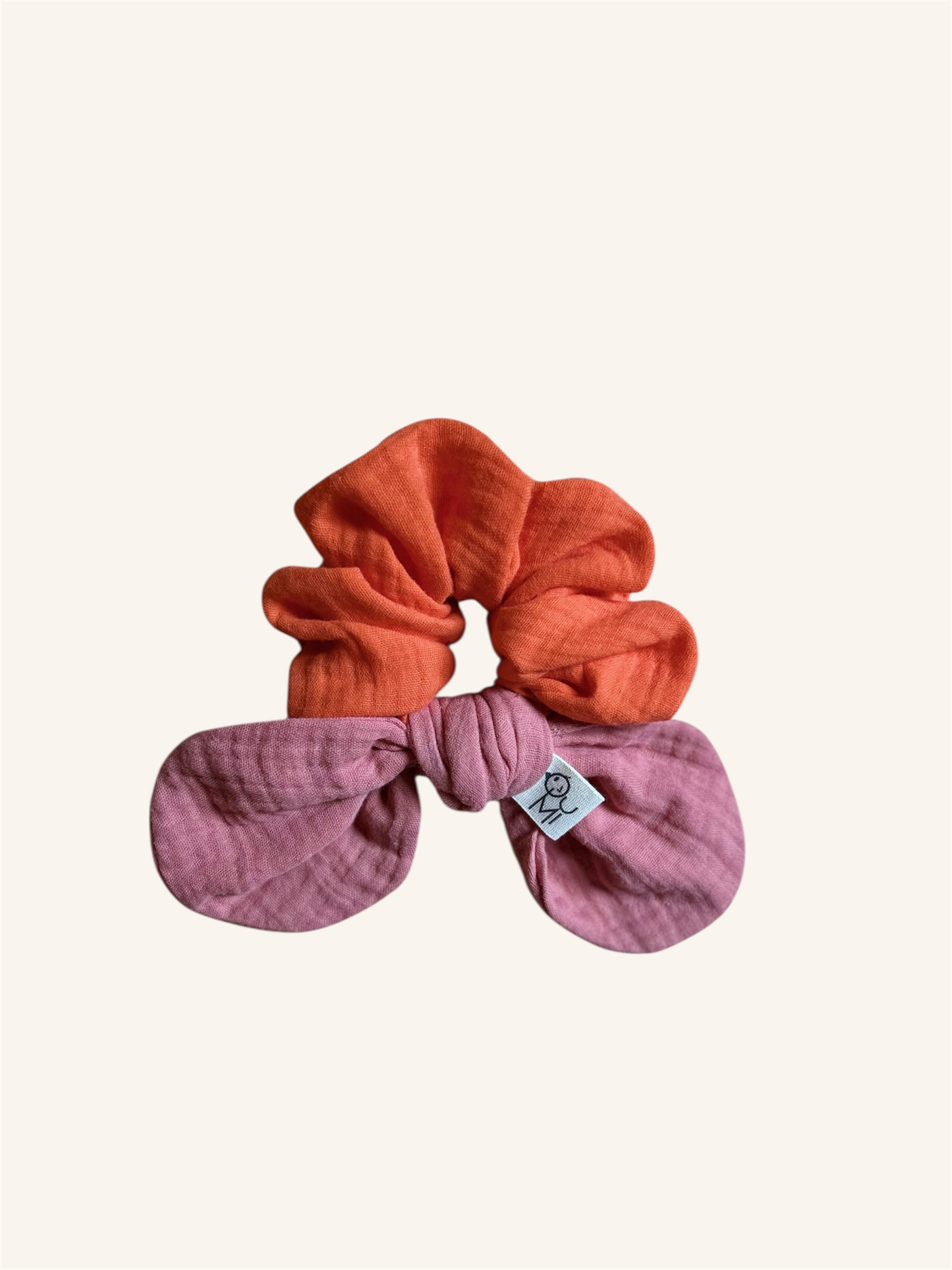 Coletero scrunchie bicolor de algodón orgánico