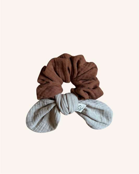 Coletero scrunchie bicolor de algodón orgánico