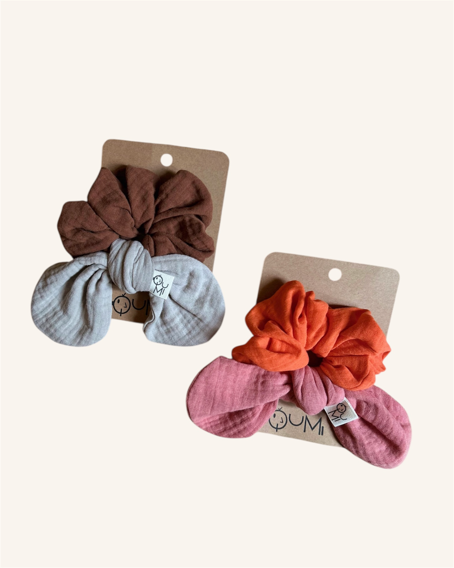 Coletero scrunchie bicolor de algodón orgánico