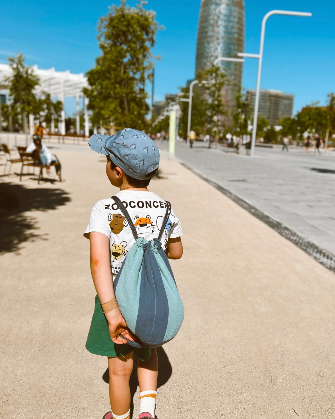 Mochila bicolor infantil de algodón orgánico