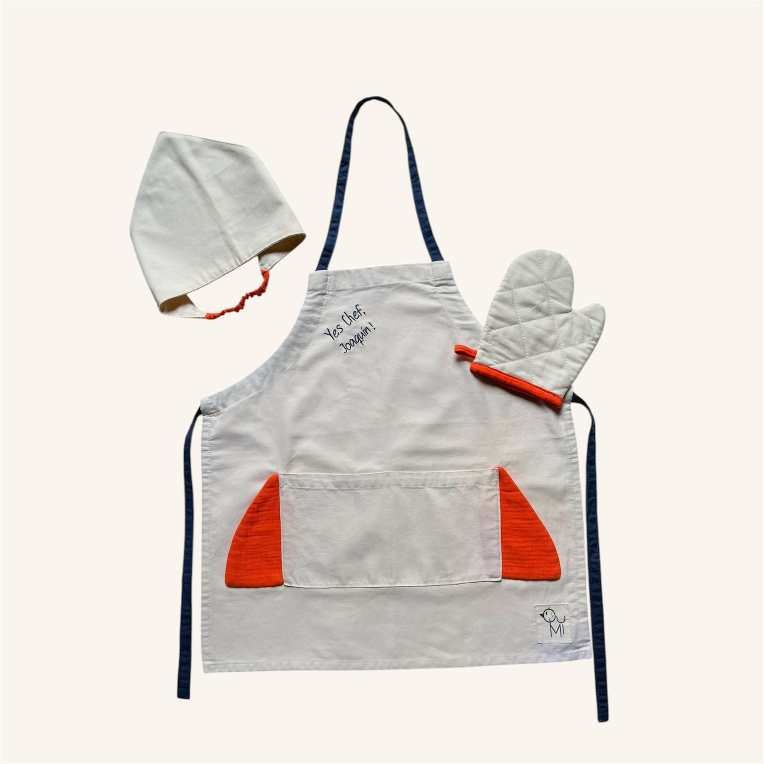 set de cocina que incluye 1 delantal, manopla y bandana